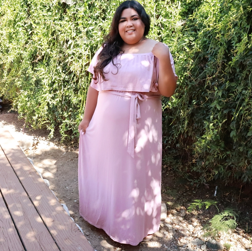 Plus Size Off Shoulder Maxi Dress